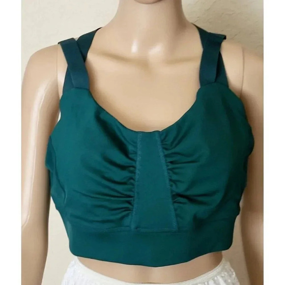Zuda Z-Stretch Medium Impact Sports Bra with Ruching-Evergreen A388463 Size L - Picture 1 of 7